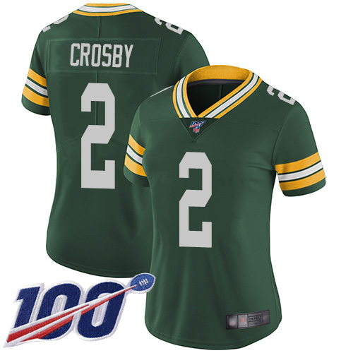 Green Bay Packers Limited Green Women 2 Crosby Mason Home Jersey Nike NFL 100th Season Vapor Untouchable